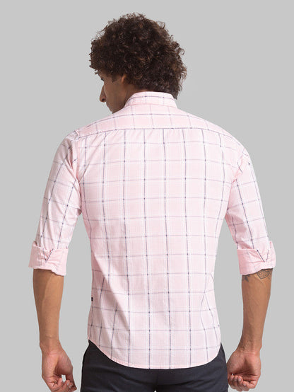 Parx Men Pink Printed Slim Fit Cotton Casual Shirt