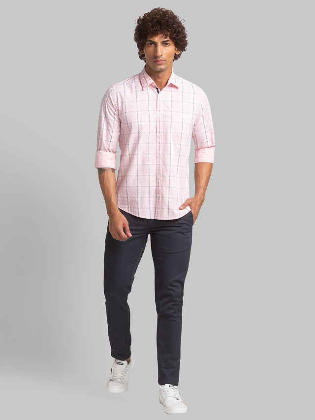 Parx Men Pink Printed Slim Fit Cotton Casual Shirt