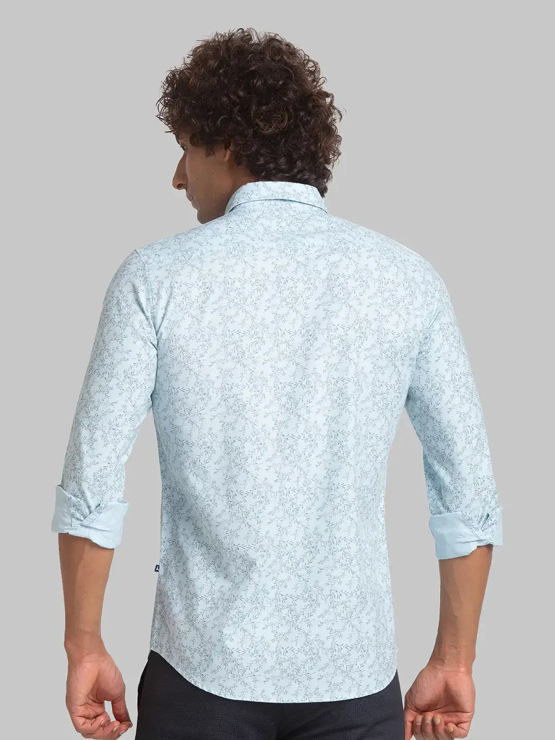 Men Blue Slim Fit Print Cotton Full Sleeve Shirts